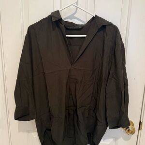 Zara olive green Button-Up Blouse